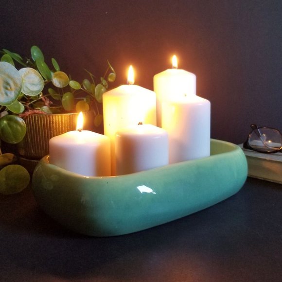 Vintage Beauceware Pottery Rectangle Green Planter - Picture 5 of 7